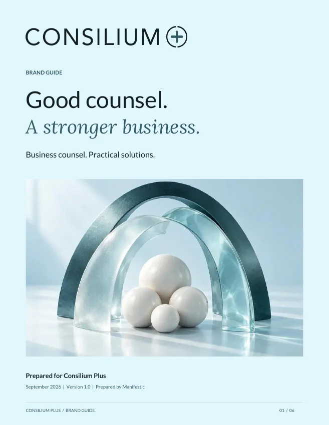Cover of the Consilium Plus brand guide